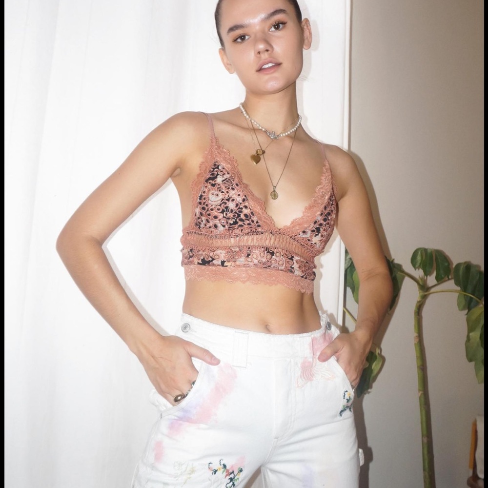 NWT Free People Emma soft bra black brown bralette Size XL